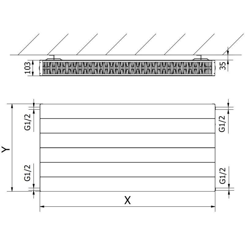 Mexen CL22 Radiátor doskový 600 x 800 mm, bočné pripojenie, 1266 W, biely - W422L-060-080-00