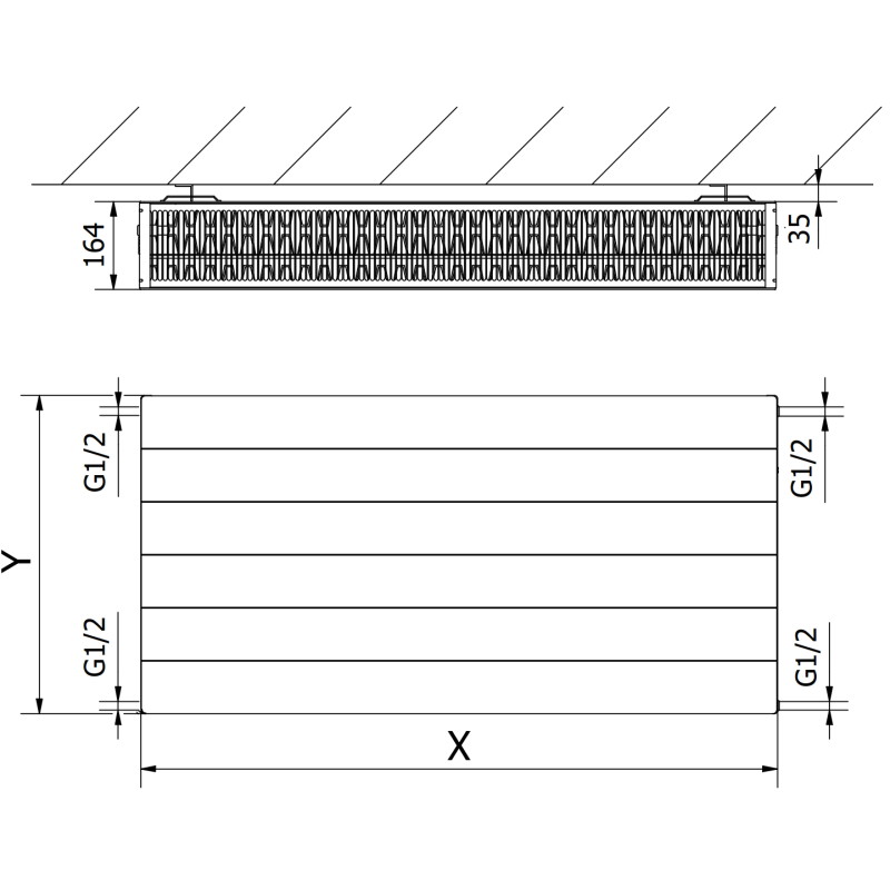 Mexen CL33 Panelový radiátor Line 600 x 400 mm, bočné pripojenie, 880 W, biela - W433L-060-040-00
