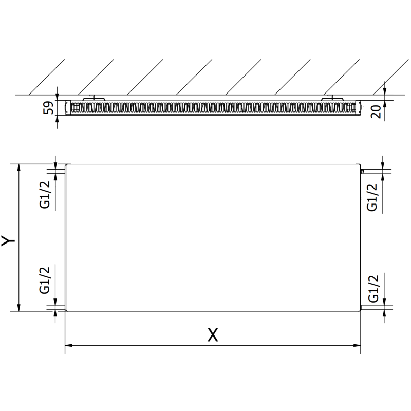 Mexen Flat CF11 doskový radiátor 300 x 800 mm, bočné pripojenie, 364 W, biely - W411F-030-080-00
