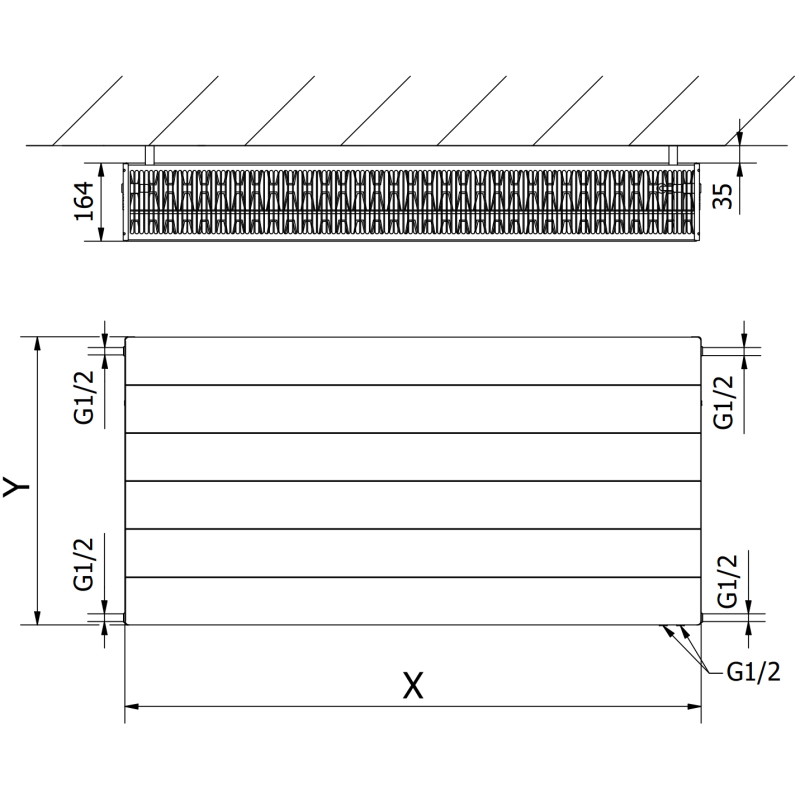 Mexen CVL33 Radiátorová doska Line 900 x 2000 mm, spodné pripojenie, 6002 W, biela - W633L-090-200-00