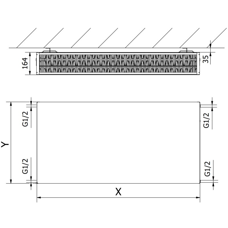 Mexen CF33 Plochý panelový radiátor 400 x 500 mm, bočné pripojenie, 791 W, biely - W433F-040-050-00