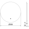 Mexen Erg osvetlené kúpeľňové zrkadlo, okrúhle 50 cm, LED 6000K, antizahmlievacie - 9823-050-050-611-00