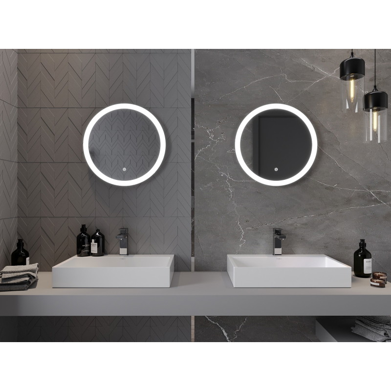 Mexen Oro osvetlené kúpeľňové zrkadlo, okrúhle 50 cm, LED 6000K, proti zahmlievaniu - 9824-050-050-611-00