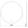 Mexen Oro osvetlené okrúhle kúpeľňové zrkadlo, priemer 80 cm, LED 6000K, proti zahmlievaniu - 9824-080-080-611-00