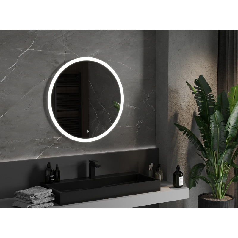 Mexen Oro osvetlené okrúhle kúpeľňové zrkadlo, priemer 80 cm, LED 6000K, proti zahmlievaniu - 9824-080-080-611-00
