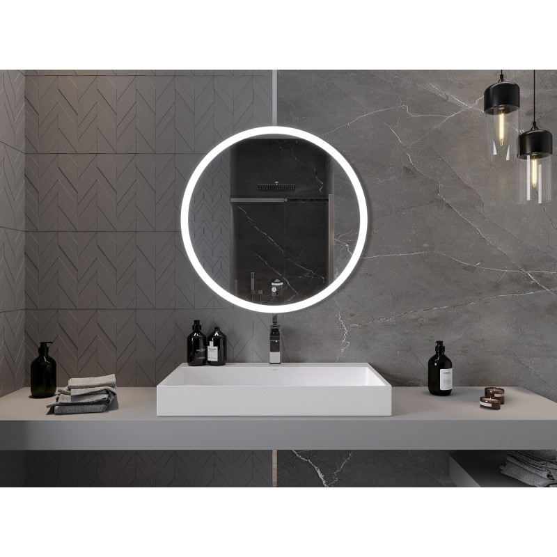 Mexen Oro osvetlené kúpeľňové zrkadlo, okrúhle 80 cm, LED 6000K, proti zahmlievaniu - 9824-080-080-611-00