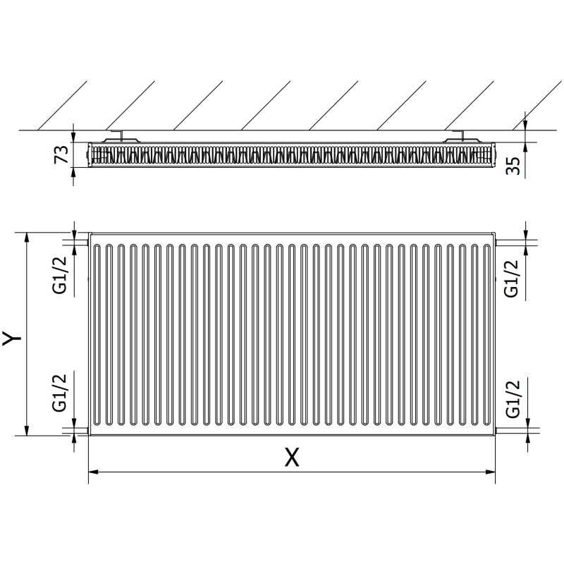 Mexen C21 panelový radiátor 600 x 800 mm, bočné pripojenie, 1026 W, antracit - W421-060-080-66