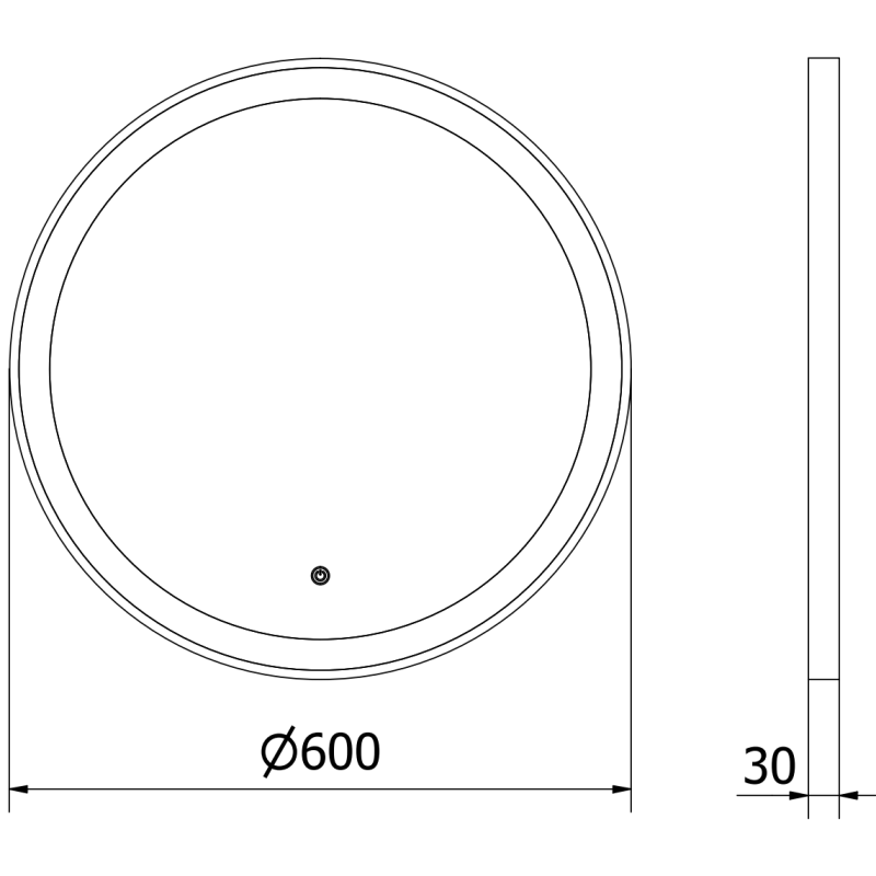 Mexen Esso osvetlené kúpeľňové zrkadlo, okrúhle 60 cm, LED 6000K, proti zahmlievaniu, zlatý rám - 9825-060-060-611-50