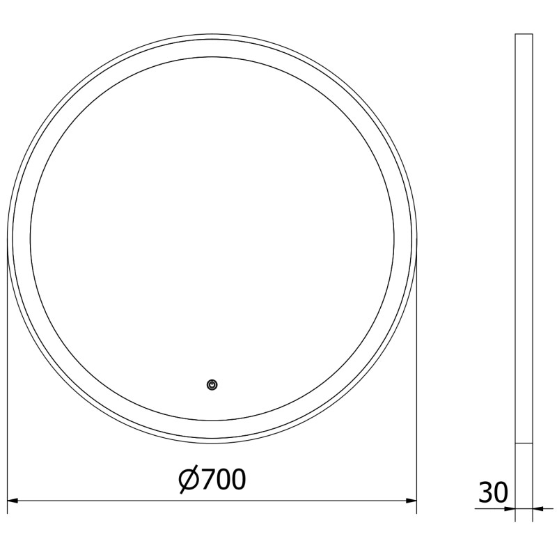 Mexen Esso kúpeľňové zrkadlo podsvietené, okrúhle 70 cm, LED 6000K, anti-pára, zlatý rám - 9825-070-070-611-50