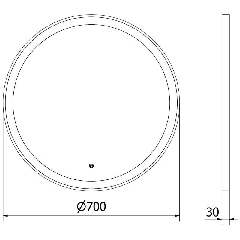 Mexen Esso zrkadlo kúpeľňové s podsvietením, okrúhle 70 cm, LED 6000K, proti zahmlievaniu, zlatý rám - 9825-070-070-611-50