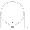 Mexen Esso osvetlené kúpeľňové zrkadlo, okrúhle 90 cm, LED 6000K, anti-para, zlatý rám - 9825-090-090-611-50