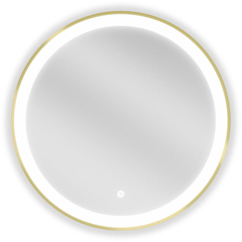 Mexen Esso osvetlené kúpeľňové zrkadlo, okrúhle 60 cm, LED 6000K, proti zahmlievaniu, zlatý rám - 9825-060-060-611-50