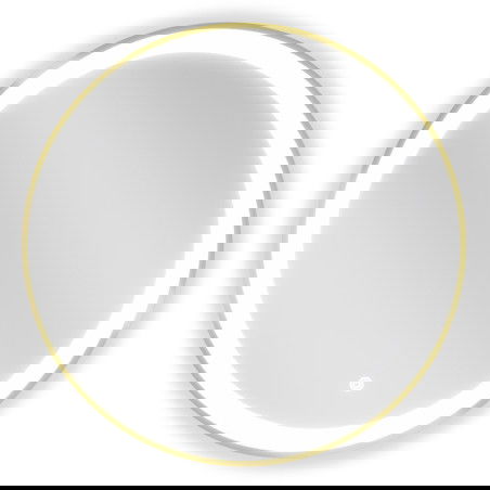 Mexen Esso osvetlené kúpeľňové zrkadlo, okrúhle 60 cm, LED 6000K, proti zahmlievaniu, zlatý rám - 9825-060-060-611-50