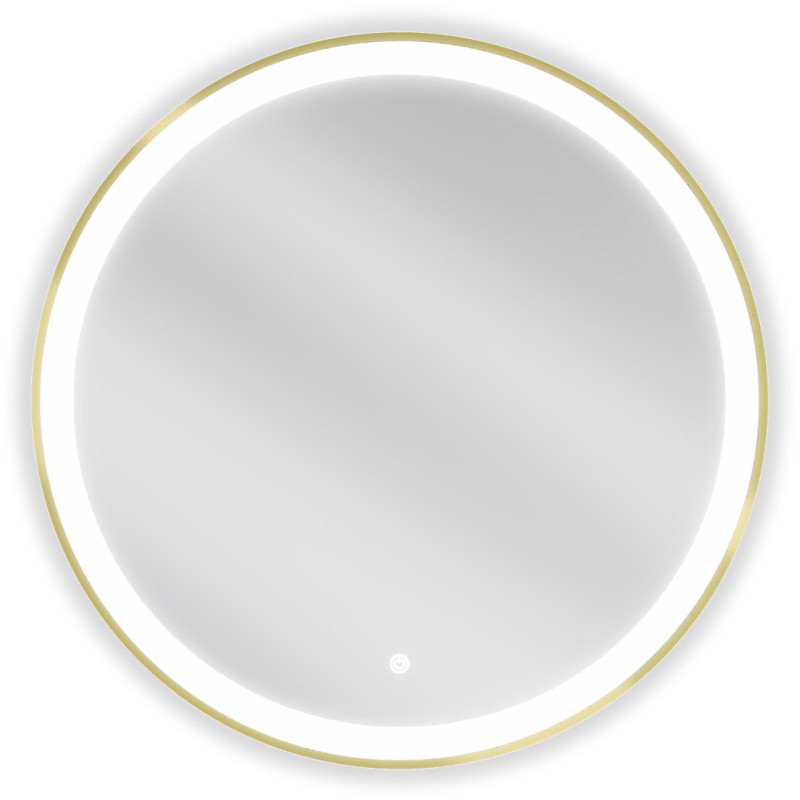 Mexen Esso kúpeľňové zrkadlo podsvietené, okrúhle 70 cm, LED 6000K, anti-pára, zlatý rám - 9825-070-070-611-50