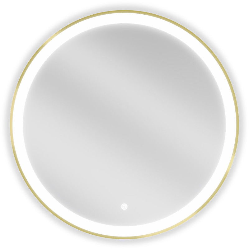 Mexen Esso osvetlené kúpeľňové zrkadlo, okrúhle 70 cm, LED 6000K, protizahmlievacie, zlatý rám - 9825-070-070-611-50