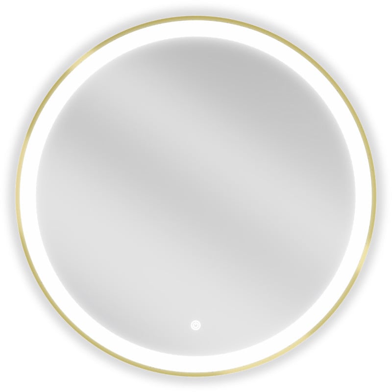 Mexen Esso zrkadlo kúpeľňové s podsvietením, okrúhle 70 cm, LED 6000K, proti zahmlievaniu, zlatý rám - 9825-070-070-611-50