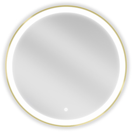 Mexen Esso kúpeľňové zrkadlo podsvietené, okrúhle 70 cm, LED 6000K, anti-pára, zlatý rám - 9825-070-070-611-50