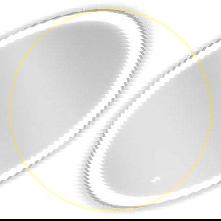 Mexen Esso osvetlené kúpeľňové zrkadlo, okrúhle 70 cm, LED 6000K, protizahmlievacie, zlatý rám - 9825-070-070-611-50