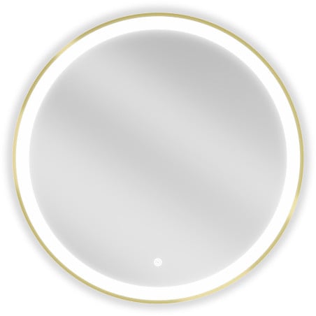 Mexen Esso zrkadlo kúpeľňové s podsvietením, okrúhle 70 cm, LED 6000K, proti zahmlievaniu, zlatý rám - 9825-070-070-611-50