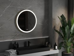 Mexen Esso kúpeľňové zrkadlo podsvietené, okrúhle 70 cm, LED 6000K, anti-pára, zlatý rám - 9825-070-070-611-50