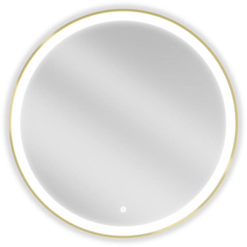Mexen Esso osvetlené okrúhle kúpeľňové zrkadlo 80 cm, LED 6000K, proti zahmlievaniu, zlatý rám - 9825-080-080-611-50