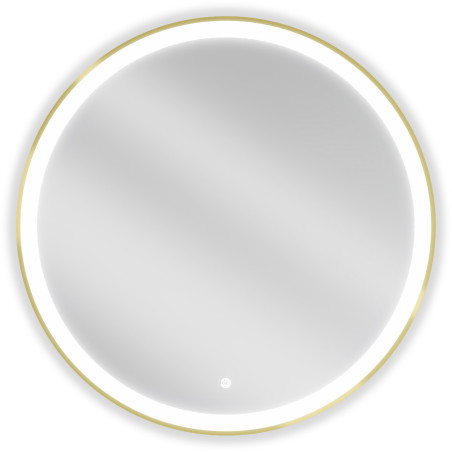 Mexen Esso kúpeľňové zrkadlo s podsvietením, okrúhle 80 cm, LED 6000K, proti pareniu, zlatý rám - 9825-080-080-611-50