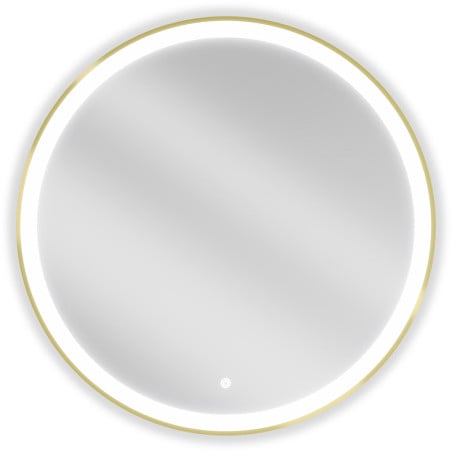 Mexen Esso okrúhle kúpeľňové zrkadlo s podsvietením, 80 cm, LED 6000K, proti zahmlievaniu, zlatý rám - 9825-080-080-611-50