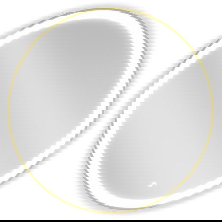 Mexen Esso osvetlené okrúhle kúpeľňové zrkadlo 80 cm, LED 6000K, proti zahmlievaniu, zlatý rám - 9825-080-080-611-50