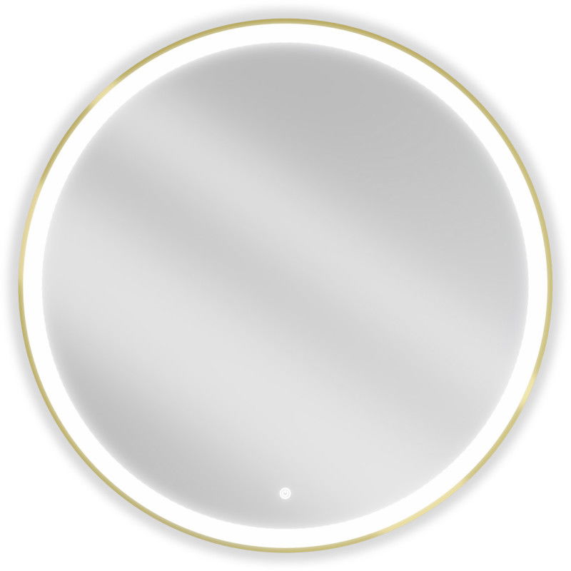 Mexen Esso osvetlené kúpeľňové zrkadlo, okrúhle 90 cm, LED 6000K, anti-para, zlatý rám - 9825-090-090-611-50