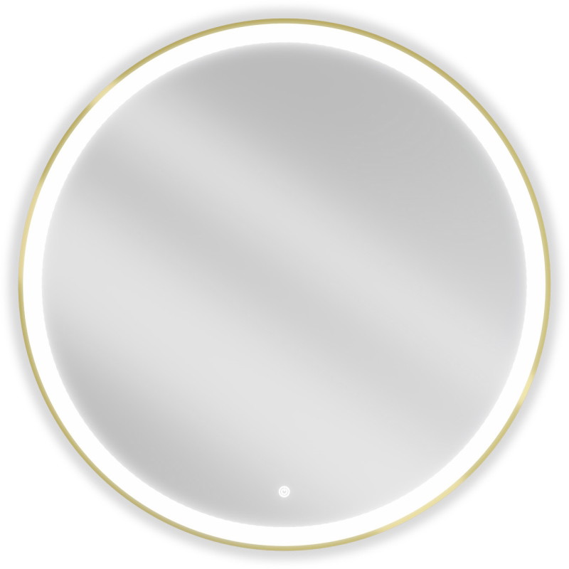 Mexen Esso podsvietené kúpeľňové zrkadlo, okrúhle 90 cm, LED 6000K, proti zahmlievaniu, zlatý rám - 9825-090-090-611-50