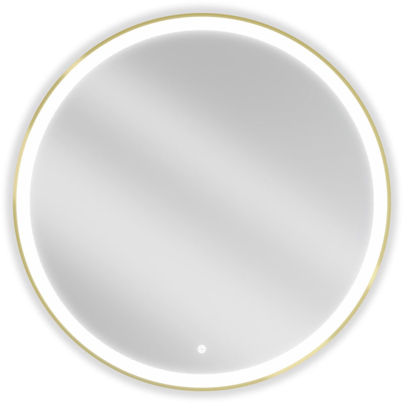Mexen Esso zrkadlo do kúpeľne s podsvietením, okrúhle 90 cm, LED 6000K, proti zahmlievaniu, zlatý rám - 9825-090-090-611-50