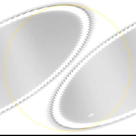 Mexen Esso osvetlené kúpeľňové zrkadlo, okrúhle 90 cm, LED 6000K, anti-para, zlatý rám - 9825-090-090-611-50