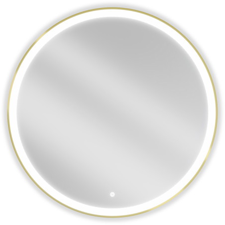Mexen Esso podsvietené kúpeľňové zrkadlo, okrúhle 90 cm, LED 6000K, proti zahmlievaniu, zlatý rám - 9825-090-090-611-50