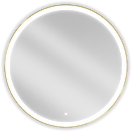 Mexen Esso zrkadlo do kúpeľne s podsvietením, okrúhle 90 cm, LED 6000K, proti zahmlievaniu, zlatý rám - 9825-090-090-611-50