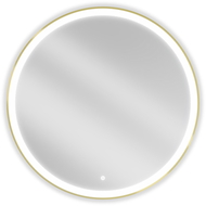 Mexen Esso osvetlené kúpeľňové zrkadlo, okrúhle 90 cm, LED 6000K, anti-para, zlatý rám - 9825-090-090-611-50