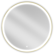 Mexen Esso podsvietené kúpeľňové zrkadlo, okrúhle 90 cm, LED 6000K, proti zahmlievaniu, zlatý rám - 9825-090-090-611-50