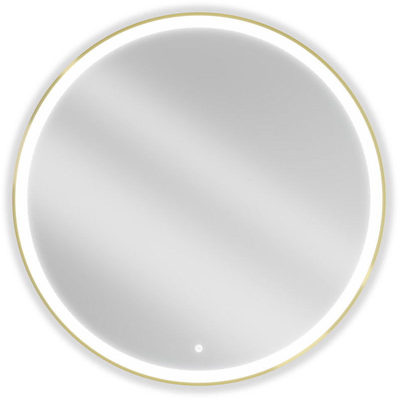 Mexen Esso osvetlené kúpeľňové zrkadlo, okrúhle 100 cm, LED 6000K, antifog, zlatý rám - 9825-100-100-611-50