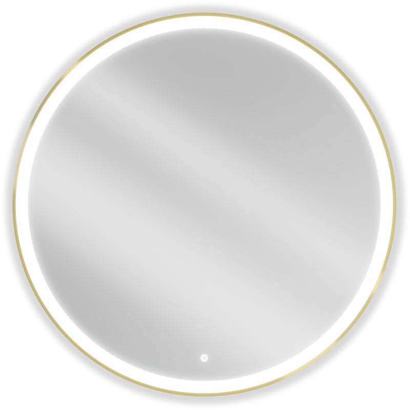 Mexen Esso podsvietené okrúhle zrkadlo do kúpeľne 100 cm, LED 6000K, proti zahmlievaniu, zlatý rám - 9825-100-100-611-50