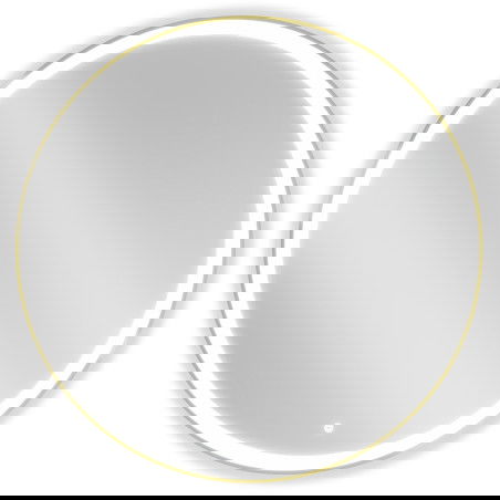Mexen Esso osvetlené kúpeľňové zrkadlo, okrúhle 100 cm, LED 6000K, antifog, zlatý rám - 9825-100-100-611-50