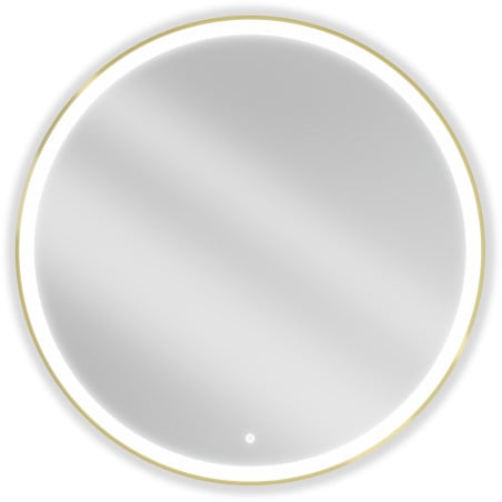 Mexen Esso podsvietené okrúhle zrkadlo do kúpeľne 100 cm, LED 6000K, proti zahmlievaniu, zlatý rám - 9825-100-100-611-50