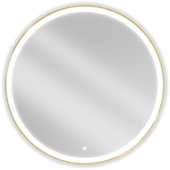 Mexen Esso osvetlené kúpeľňové zrkadlo, okrúhle 100 cm, LED 6000K, antifog, zlatý rám - 9825-100-100-611-50