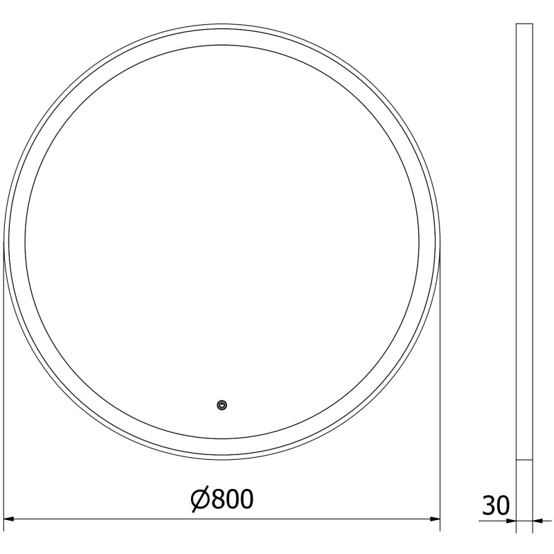 Mexen Esso kúpeľňové zrkadlo s podsvietením, okrúhle 80 cm, LED 6000K, anti-pára, čierny rám - 9825-080-080-611-70