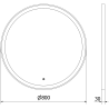 Mexen Esso kúpeľňové zrkadlo s podsvietením, okrúhle 80 cm, LED 6000K, anti-pára, čierny rám - 9825-080-080-611-70
