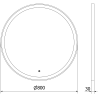Mexen Esso osvetlené kúpeľňové zrkadlo, okrúhle 80 cm, LED 6000K, anti-pára, čierny rám - 9825-080-080-611-70