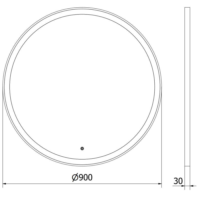Mexen Esso osvetlené kúpeľňové zrkadlo, okrúhle 90 cm, LED 6000K, proti zahmlievaniu, čierny rám - 9825-090-090-611-70