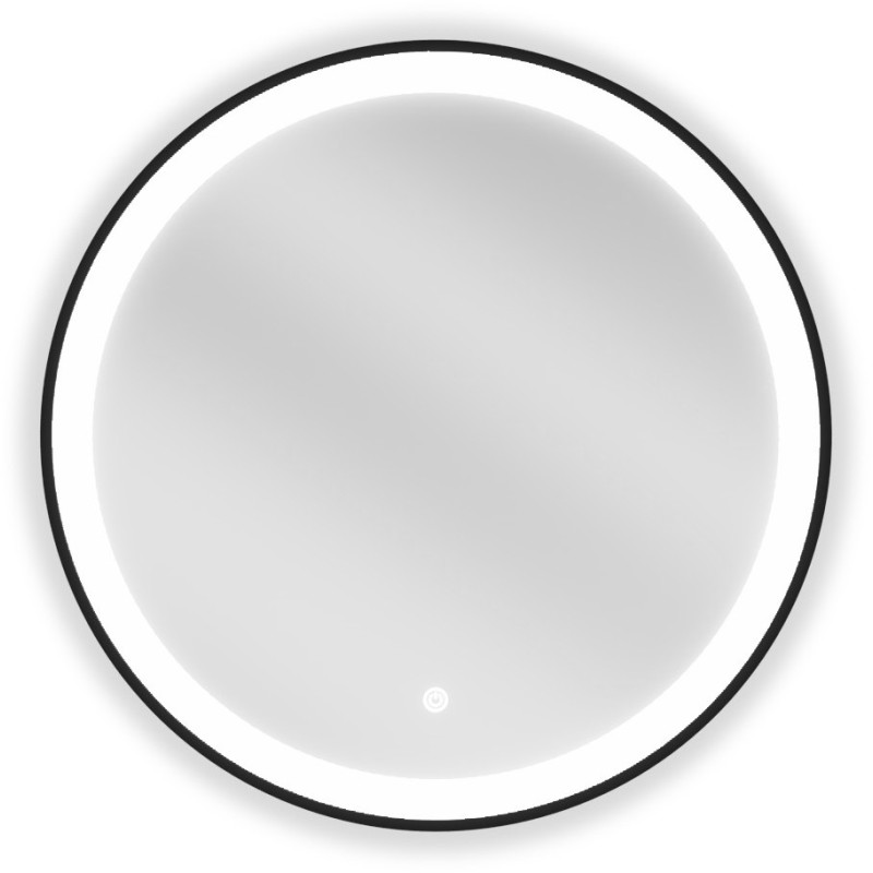 Mexen Esso kúpeľňové osvetlené zrkadlo, okrúhle 60 cm, LED 6000K, proti zahmlievaniu, čierny rám - 9825-060-060-611-70