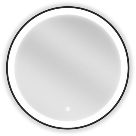 Mexen Esso osvetlené kruhové kúpeľňové zrkadlo, 60 cm, LED 6000K, proti zahmlievaniu, čierny rám - 9825-060-060-611-70