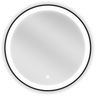 Mexen Esso kúpeľňové osvetlené zrkadlo, okrúhle 60 cm, LED 6000K, proti zahmlievaniu, čierny rám - 9825-060-060-611-70