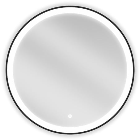 Mexen Esso osvetlené kúpeľňové zrkadlo, okrúhle 70 cm, LED 6000K, proti zahmlievaniu, čierny rám - 9825-070-070-611-70