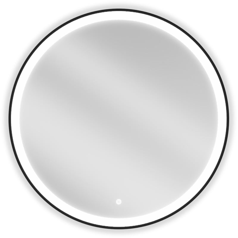 Mexen Esso kúpeľňové zrkadlo podsvietené, okrúhle 80 cm, LED 6000K, proti zahmlievaniu, čierny rám - 9825-080-080-611-70